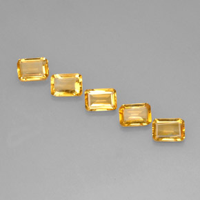 캐럿 천연 골든 옐로우 시트린 보석, 에메랄드 컷, 7.1×5.1 mm, VVS-VS