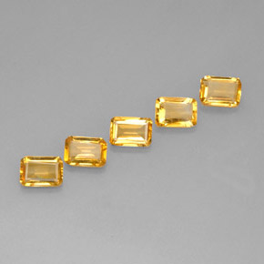 캐럿 천연 골든 옐로우 시트린 보석, 에메랄드 컷, 7.1×5.1 mm, VVS-VS
