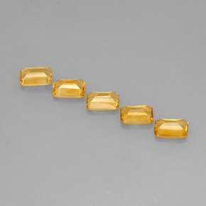 캐럿 천연 골든 옐로우 시트린 보석, 에메랄드 컷, 7.1×5.1 mm, VVS-VS