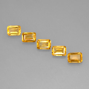 캐럿 천연 골든 옐로우 시트린 보석, 에메랄드 컷, 7.1×4.9 mm, VVS-VS