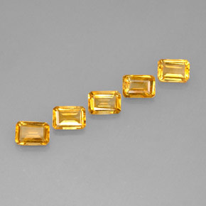 캐럿 천연 골든 옐로우 시트린 보석, 에메랄드 컷, 7.1×4.9 mm, VVS-VS