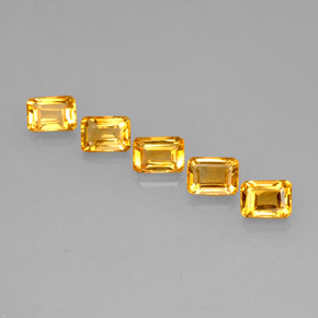 캐럿 천연 골든 옐로우 시트린 보석, 에메랄드 컷, 7×5 mm, VVS-VS
