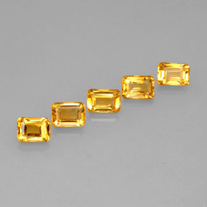 캐럿 천연 골든 옐로우 시트린 보석, 에메랄드 컷, 7×5 mm, VVS-VS