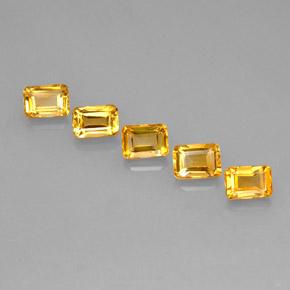 5.31캐럿 천연 골든 오렌지 시트린 보석, 에메랄드 컷, 7.1×5.1 mm, VVS-VS