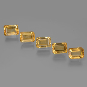 캐럿 천연 골든 옐로우 시트린 보석, 에메랄드 컷, 7.1×5.1 mm, VVS-VS