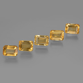 캐럿 천연 골든 옐로우 시트린 보석, 에메랄드 컷, 7.1×5.1 mm, VVS-VS