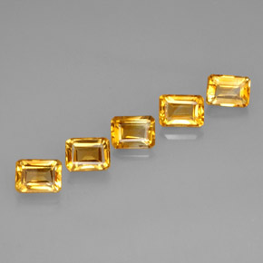 캐럿 천연 골든 옐로우 시트린 보석, 에메랄드 컷, 7×5 mm, VVS-VS