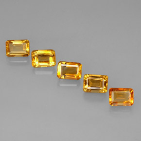 캐럿 천연 골든 옐로우 시트린 보석, 에메랄드 컷, 7.1×5.1 mm, VVS-VS