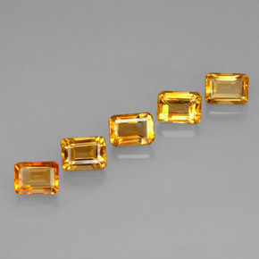캐럿 천연 골든 옐로우 시트린 보석, 에메랄드 컷, 7.1×5.1 mm, VVS-VS