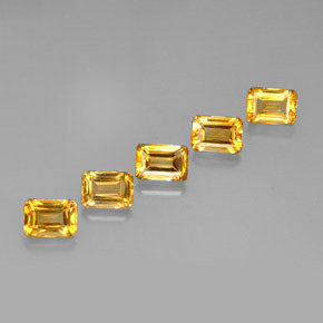 5.58캐럿 천연 골든 시트린 보석, 에메랄드 컷, 7.1×5 mm, VVS-VS