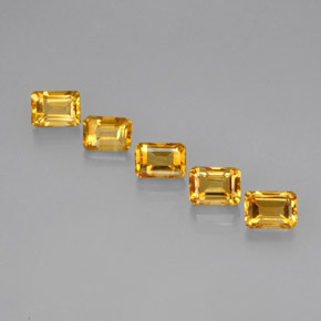 5.77캐럿 천연 골든 옐로우 시트린 보석, 에메랄드 컷, 7×5.1 mm, VVS-VS
