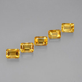 5.77캐럿 천연 골든 옐로우 시트린 보석, 에메랄드 컷, 7×5.1 mm, VVS-VS