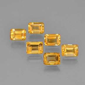 6.92캐럿 천연 골든 옐로우 시트린 보석, 에메랄드 컷, 7.1×5.1 mm, VVS-VS