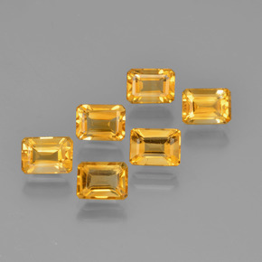 6.92캐럿 천연 골든 옐로우 시트린 보석, 에메랄드 컷, 7.1×5.1 mm, VVS-VS