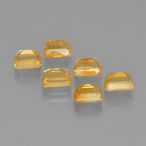 6.92캐럿 천연 골든 옐로우 시트린 보석, 에메랄드 컷, 7.1×5.1 mm, VVS-VS