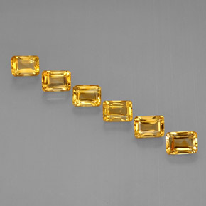 캐럿 천연 골든 옐로우 시트린 보석, 에메랄드 컷, 6.8×5.1 mm, VVS-VS