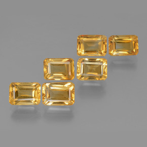 6.92캐럿 천연 Orange-Gold  시트린 보석, 에메랄드 컷, 7.1×5.1 mm, VVS-VS