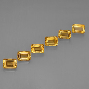 6.86캐럿 천연 골든 옐로우 시트린 보석, 에메랄드 컷, 7×5 mm, VVS-VS