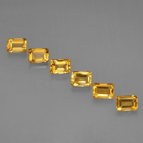 캐럿 천연 골든 옐로우 시트린 보석, 에메랄드 컷, 7.2×5.1 mm, VVS-VS
