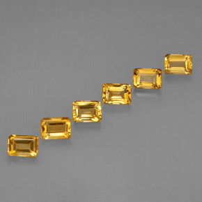 캐럿 천연 골든 옐로우 시트린 보석, 에메랄드 컷, 7.2×5.1 mm, VVS-VS
