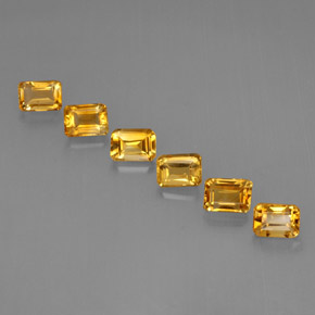 캐럿 천연 골든 옐로우 시트린 보석, 에메랄드 컷, 7.1×4.9 mm, VVS-VS