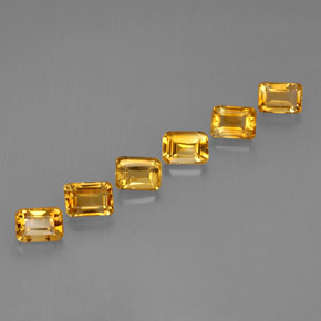 캐럿 천연 골든 옐로우 시트린 보석, 에메랄드 컷, 7.1×4.9 mm, VVS-VS