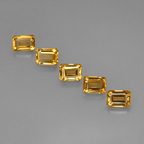 5.40캐럿 천연 오렌지-골드 시트린 보석, 에메랄드 컷, 6.9×5.1 mm, VVS-VS