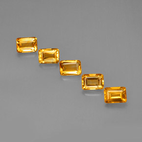 캐럿 천연 골든 옐로우 시트린 보석, 에메랄드 컷, 7×5.1 mm, VVS-VS