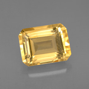 2.25캐럿 천연 골든 옐로우 시트린, 에메랄드 컷, 9×6.9 mm, VVS-VS