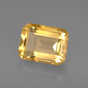 2.25캐럿 천연 골든 옐로우 시트린, 에메랄드 컷, 9×6.9 mm, VVS-VS
