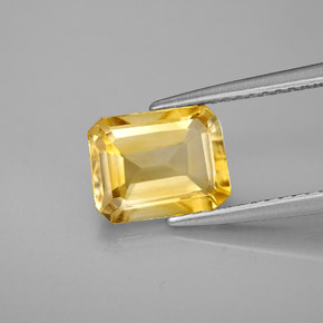 1.99캐럿 천연 골든 옐로우 시트린, 에메랄드 컷, 8.7×6.8 mm, VVS-VS