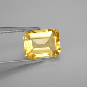 1.99캐럿 천연 골든 옐로우 시트린, 에메랄드 컷, 8.7×6.8 mm, VVS-VS