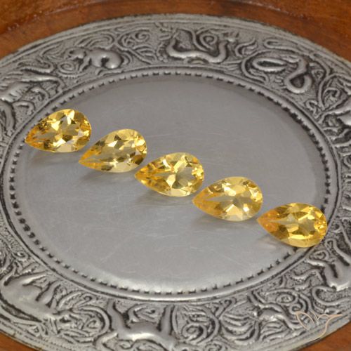 3.41ctw 자연스러운 Gold  황수정, 배 모양, VVS-VS