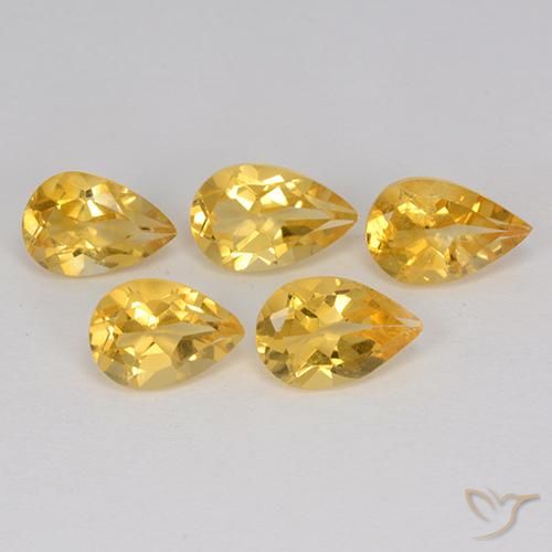 3.36ctw 자연스러운 Medium Gold  황수정, 배 모양, VVS-VS