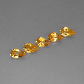 캐럿 천연 골든 옐로우 시트린 보석, 배 모양, 7.8×4.9 mm, VVS-VS