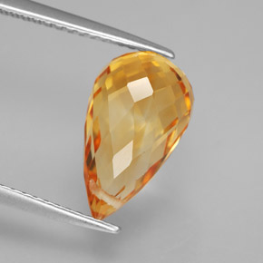 4.22캐럿 천연 골든 옐로우 시트린, 브리올레트, 12.5×7.5 mm, VVS