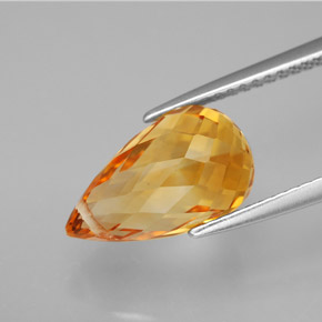 4.22캐럿 천연 골든 옐로우 시트린, 브리올레트, 12.5×7.5 mm, VVS