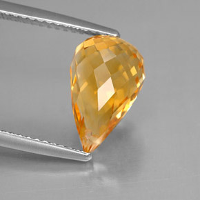4.00캐럿 천연 골든 옐로우 시트린, 브리올레트, 12.2×7.6 mm, VVS
