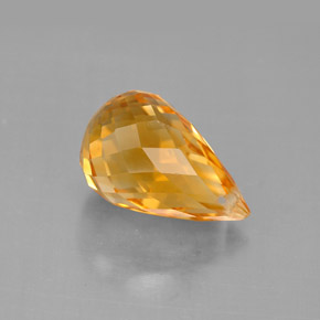 4.00캐럿 천연 골든 옐로우 시트린, 브리올레트, 12.2×7.6 mm, VVS