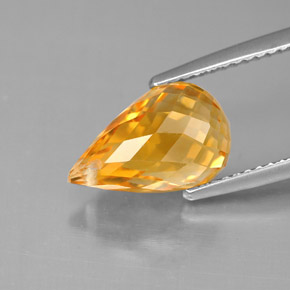 4.00캐럿 천연 골든 옐로우 시트린, 브리올레트, 12.2×7.6 mm, VVS