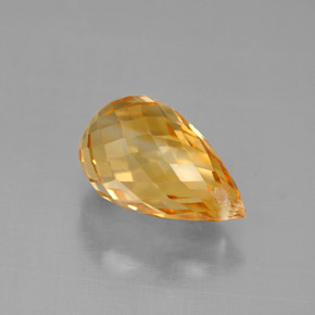3.79캐럿 천연 골든 옐로우 시트린, 브리올레트, 11.7×7.4 mm, VVS