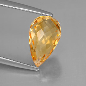 3.79캐럿 천연 골든 옐로우 시트린, 브리올레트, 11.7×7.4 mm, VVS