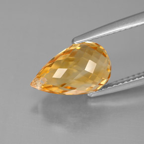 3.79캐럿 천연 골든 옐로우 시트린, 브리올레트, 11.7×7.4 mm, VVS