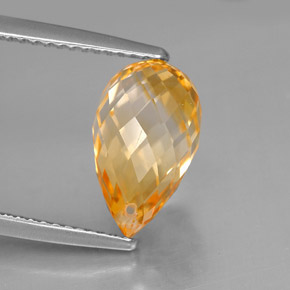3.86캐럿 천연 골든 옐로우 시트린, 브리올레트, 12.1×7.4 mm, VVS