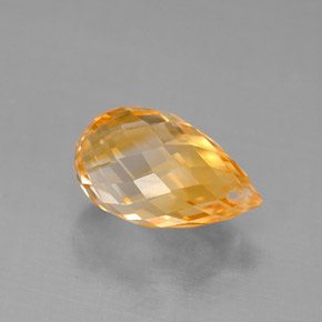 3.86캐럿 천연 골든 옐로우 시트린, 브리올레트, 12.1×7.4 mm, VVS