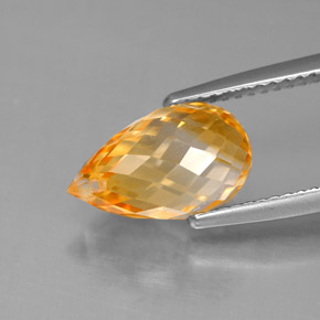 3.86캐럿 천연 골든 옐로우 시트린, 브리올레트, 12.1×7.4 mm, VVS