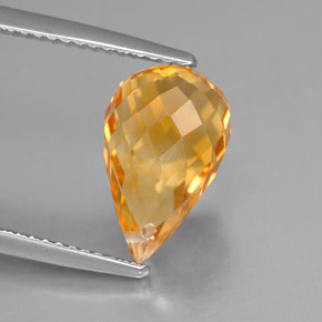 4.43캐럿 천연 골든 옐로우 시트린, 브리올레트, 12.7×7.9 mm, VVS