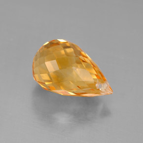 4.43캐럿 천연 골든 옐로우 시트린, 브리올레트, 12.7×7.9 mm, VVS