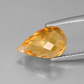 4.43캐럿 천연 골든 옐로우 시트린, 브리올레트, 12.7×7.9 mm, VVS