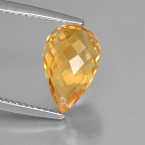 4.10캐럿 천연 골든 옐로우 시트린, 브리올레트, 12.1×7.7 mm, VVS